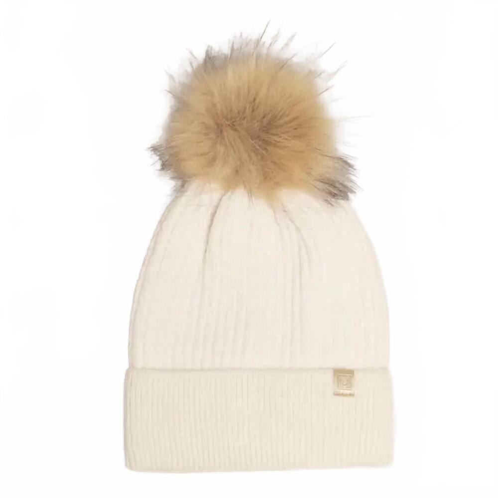 NEW FASHION CITY unisex winter solid chenille cuff beanie with pom pom in white
